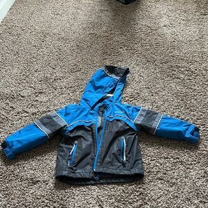London Fog Blue and Gray Raincoat Weather-Resistant Design